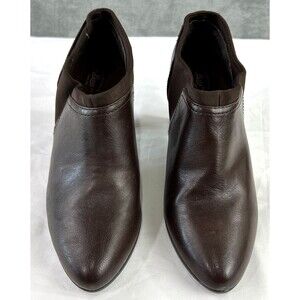 G H Bass‎ 9.5 M Gayle Brown Ankle Boots Slip On Stretch Sides 3" Heel Booties